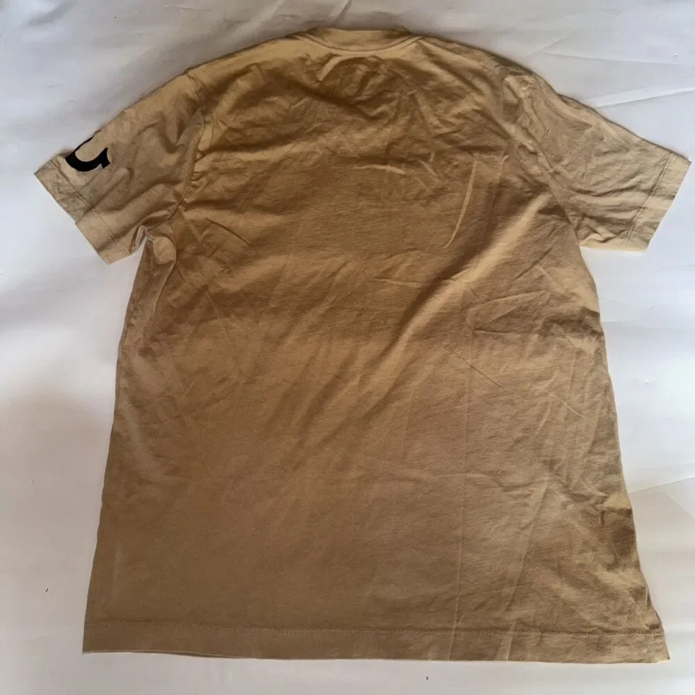 True Religion Brand Jeans Embossed Box Arch SS Tee T-Shirt Beige Mens M